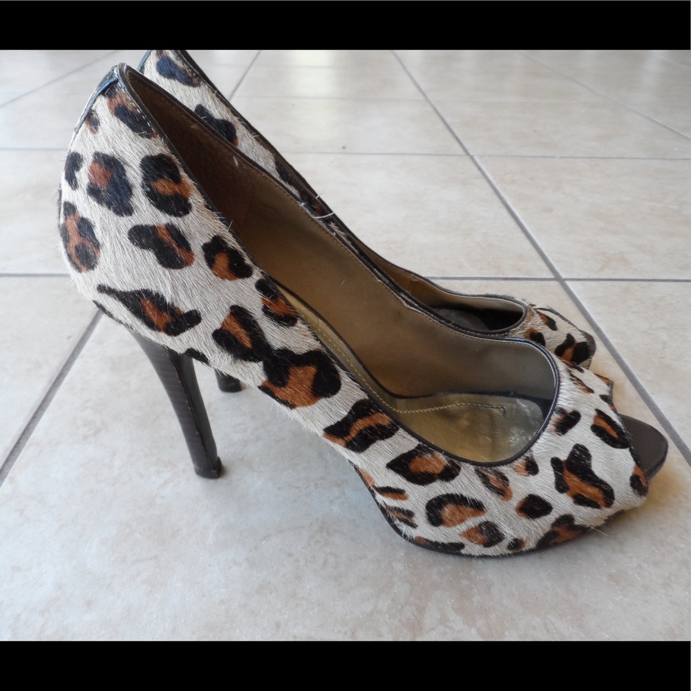 Nine west leopard print genuine calf leather pumps